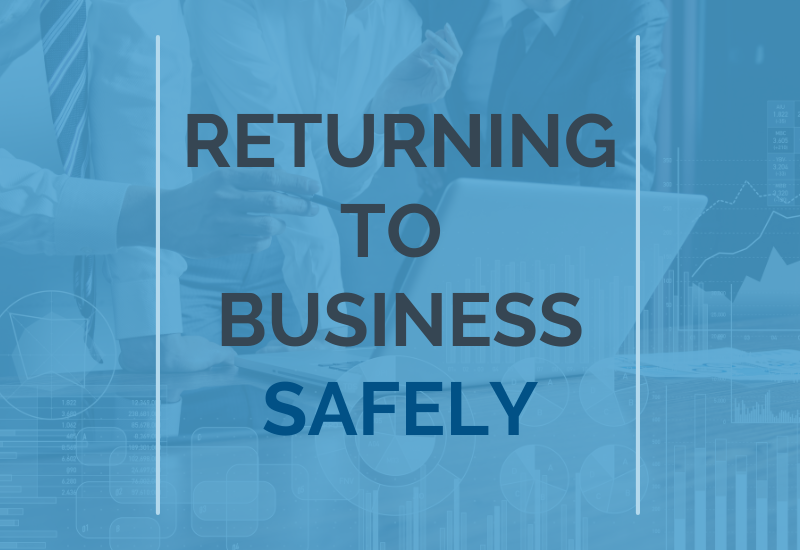 Graphic stating returning to business safely