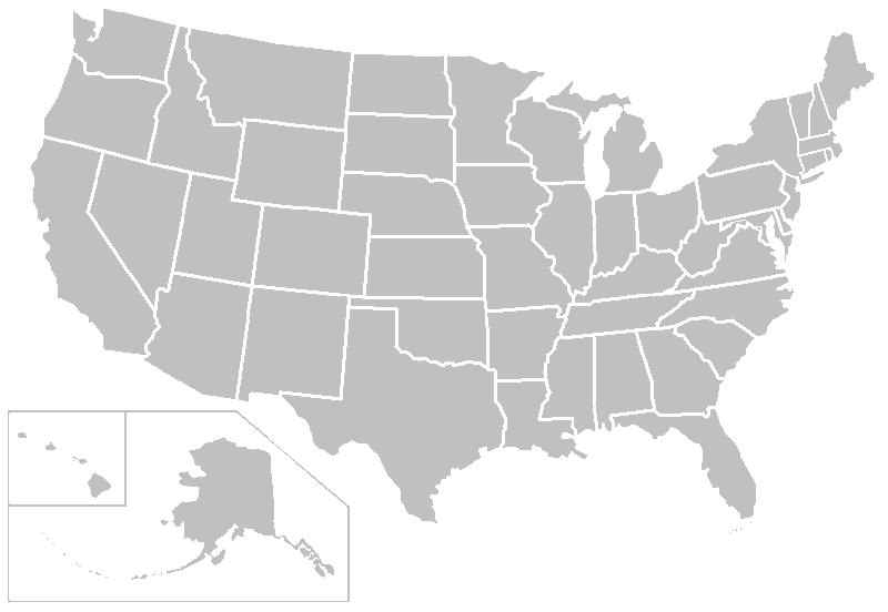 USA Map depicting various states. Click your state to track IRS refund status