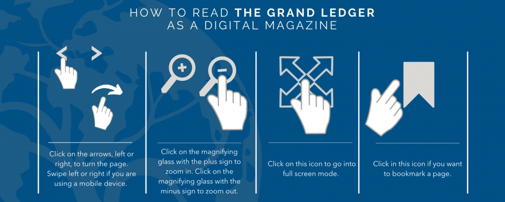 Graphic stating instructions on how to read the grand ledger pdf magazine