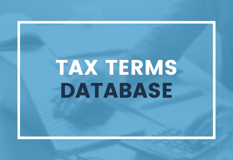 Graphic stating tax terms database