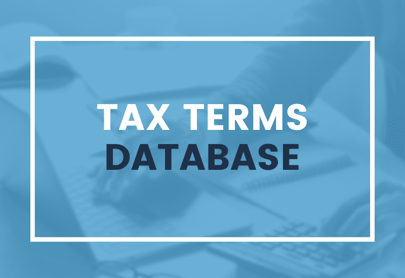 Graphic stating tax terms database