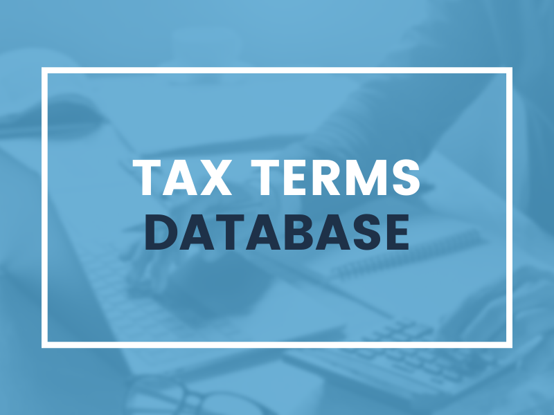 Graphic stating tax terms database