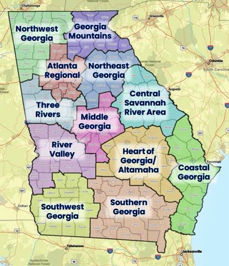 Georgie regional commissions map